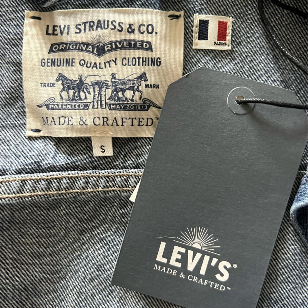 NWT Levi’s Jean Jacket Striped Sweater Poncho Small - Picture 11 of 12